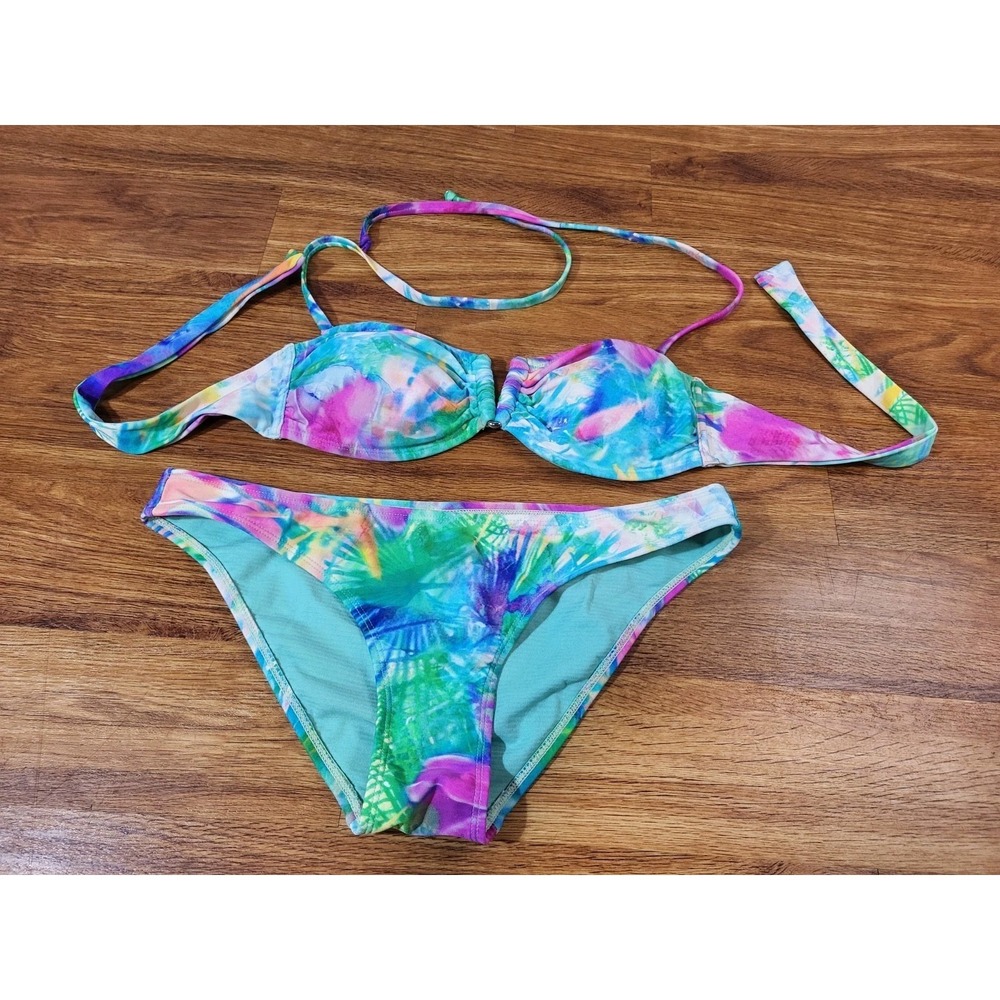 2Chillies Bikini Set Women Top 8 Bottom 12  Pink Purple Tie Dye  Swimsuit Bikini